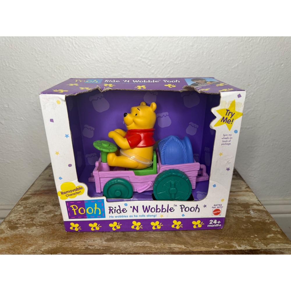 Vintage 90s Mattel Winnie the Pooh Ride 'N Wobble Train Toy NEW